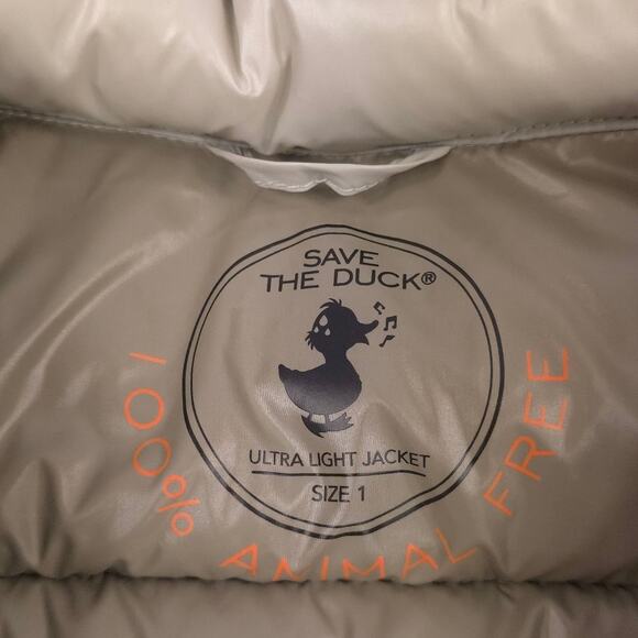 SAVE THE DUCK Shira Puffer Jacket Bomber Coat Off White Warm Plumtech Down - Picture 7 of 14